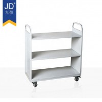 school furniture book rack shelf  steel library equipment movable shelves with wheels 3 tiers book cart trolly metal steps