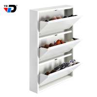 Family home furniture manufacture direct supply high quality iron metal steel 3 layer Ventilation shoe rack cabinet organizer