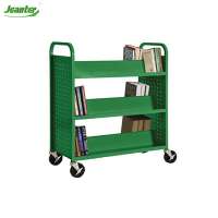 Library Double Sided Book Trolley Mobile Steel Book Cart For Sale