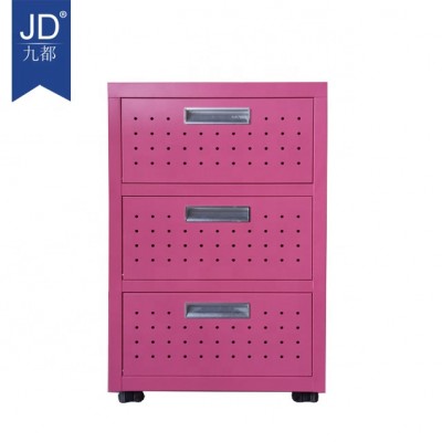 perforated 3-drawer metal locker style storage cabinet metal book storage cabinet